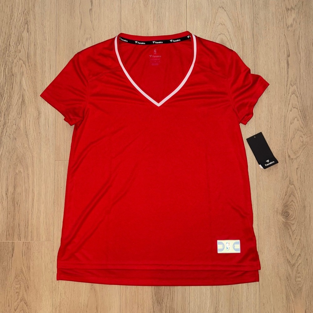 Fanatics NBA Official Licensed Jersey T-Shirt Red V-Neck Women‎ Large NWT